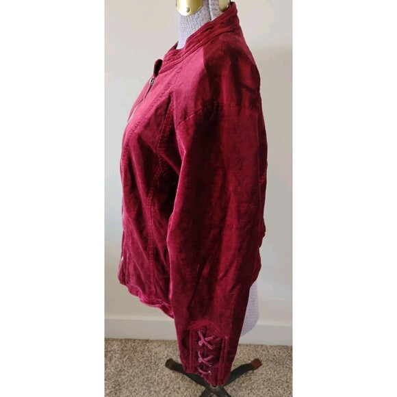 Torrid Jacket Womens Size 2X Red Velvet Lace Up Gothic Rockabilly Moto VGC - Picture 4 of 9